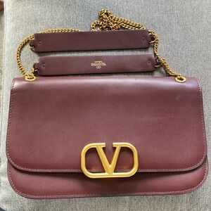 Valentino Garavani Burgundy Shoulder strap Chain Purse